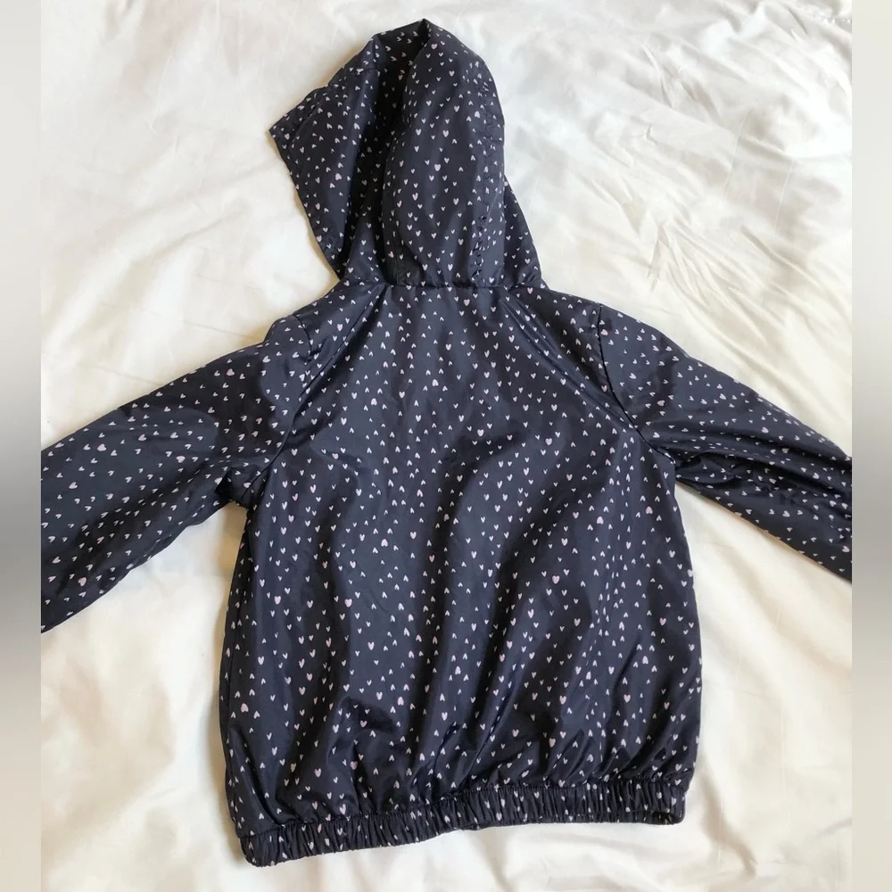 GAP Girls Size 4 Light Weight Jacket, Navy & Pink Polka Dots Wind Breaker Jacket